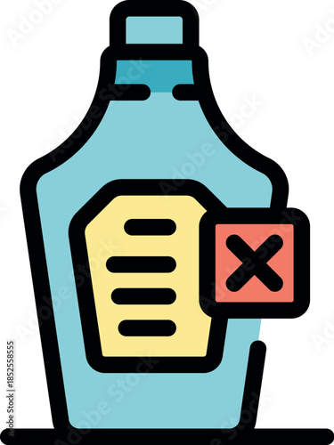 Laundry detergent bottle with a rejected label, symbolizing an unsuitable or ineffective cleaning product