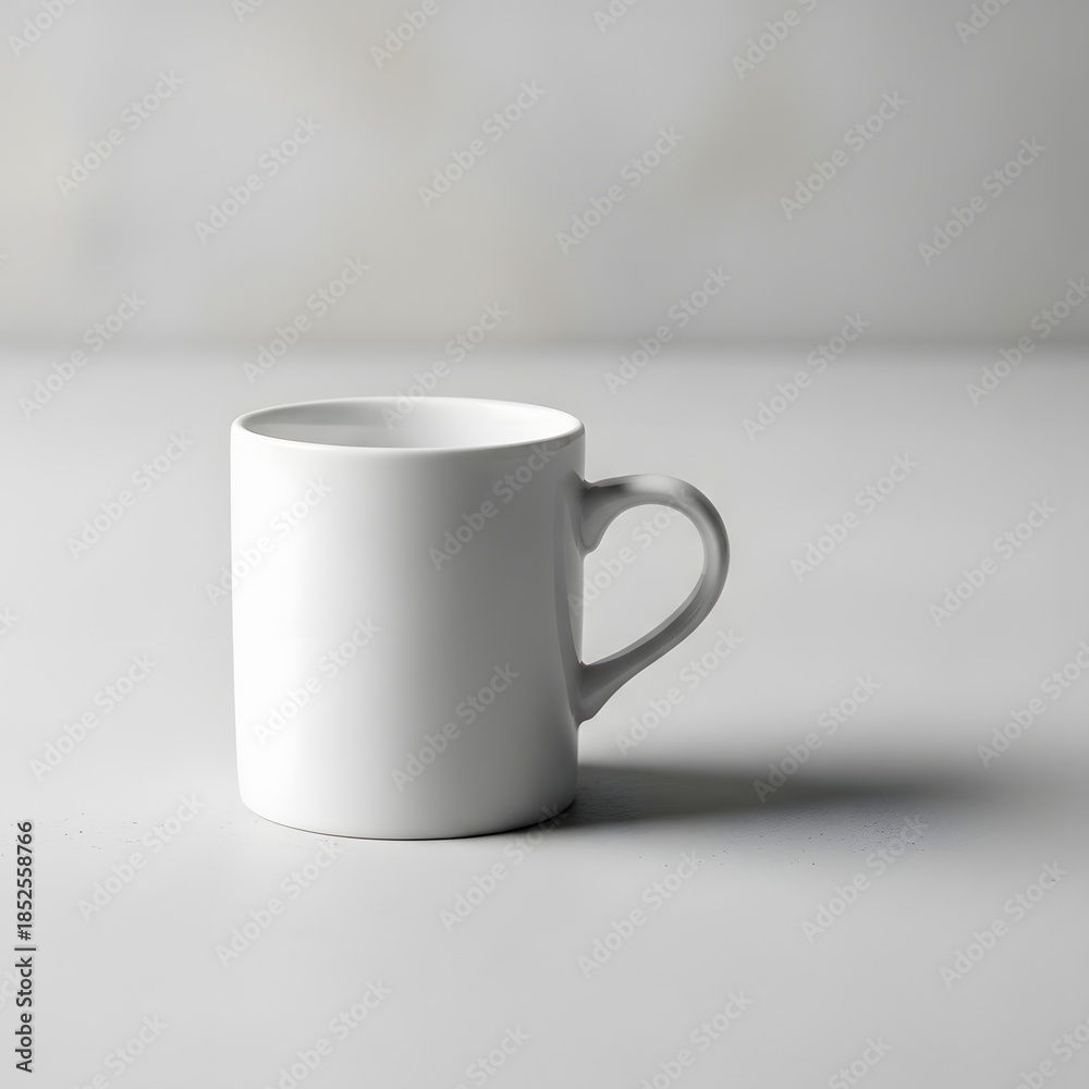 Obraz premium Simple white coffee mug on a table