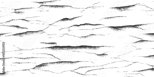Black and white textured abstract pattern with cracked lines and granular shading background