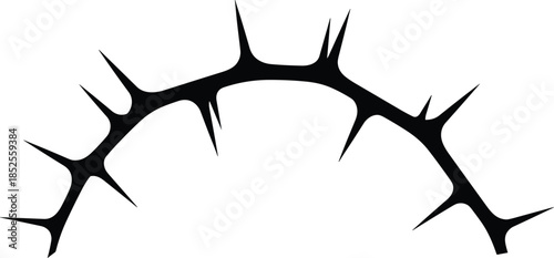 Crown of Thorns Silhouette Vector Illustration: Jesus Christ Passion Symbol, Black Holy Week Religious Graphic, Lent Faith Art Design Element,