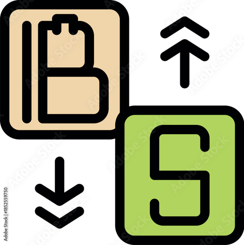 Buy and sell cryptocurrency trading investment business online icon represents digital finance and exchange of virtual money