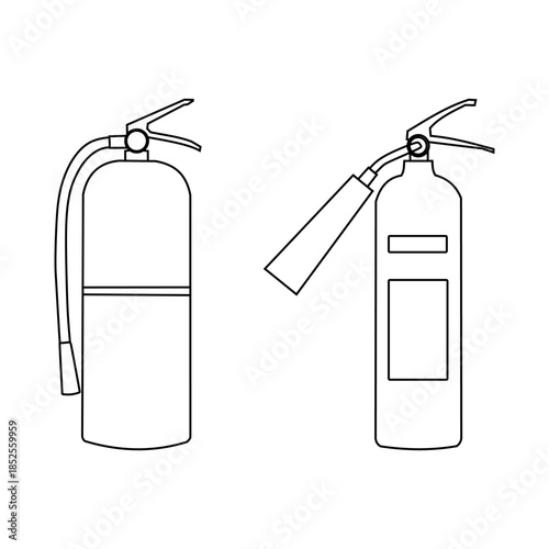 Fire Extinguisher Line Icon Collection. Safety Equipment Emergency Vector Illustration.
