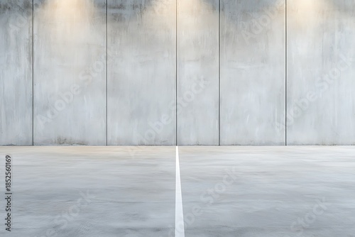 Minimalist Concrete Wall and Floor in an Empty Indoor Space with Soft Lighting Fixtures