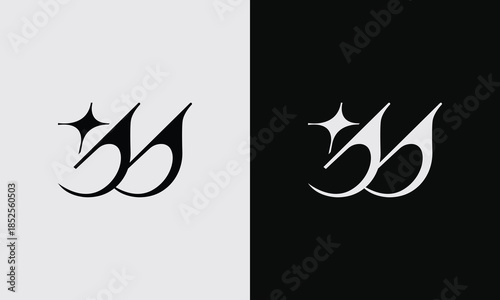 Stylized Letter W Logo Design with Sparkle