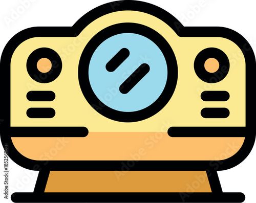 Yellow retro photo camera icon representing vintage photography and capturing memories
