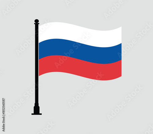 Russian flag waving on pole simple vector