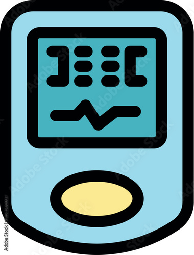 Portable medical device displaying heart rate and other vital signs on its screen, ideal for healthcare professionals and patients