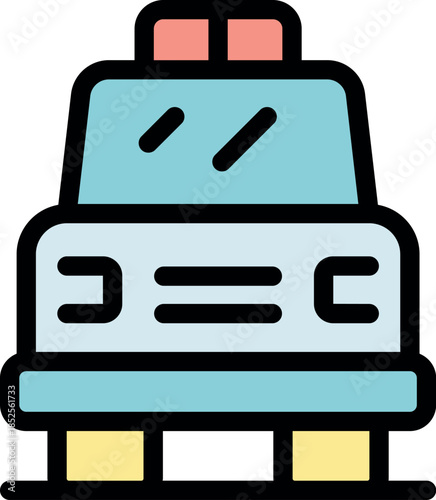 Front view of a police car, parked and ready to respond to emergencies, symbolizing security and law enforcement