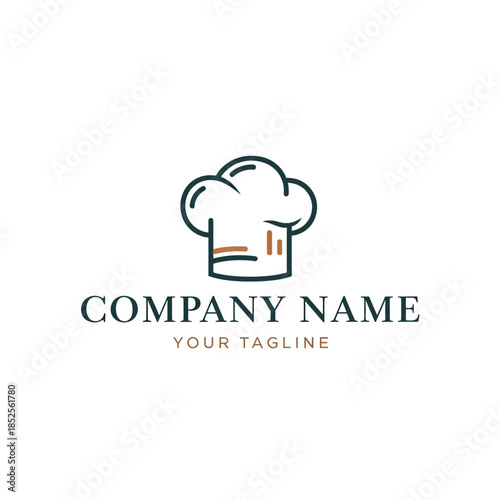 elegant culinary logo featuring chefs hat and utensils for restaurant branding.