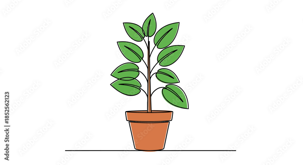 Obraz premium Illustration of a houseplant in a pot