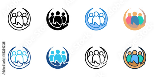 Volunteerism icons set multiple style collection. 
