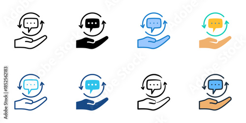 Service icons set multiple style collection. 
