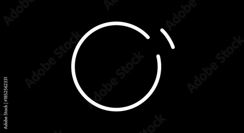 White circle with a gap on a, simple and minimalist