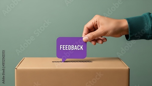 Submitting anonymous feedback via ballot box, customer review collection, employee opinion survey, suggestion box mechanism concept