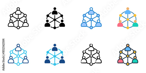 Networking icons set multiple style collection. 

