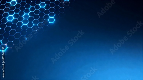 Blue glowing hexagon pattern on dark background