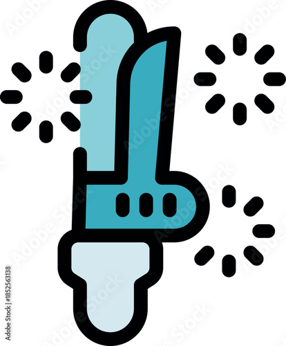 Iconic plasma sword emitting bright sparks, a futuristic weapon from a space opera movie, perfect for sci fi projects