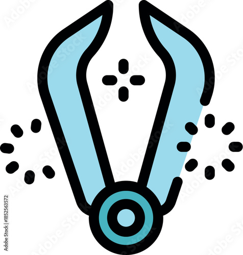 Futuristic gripper manipulating light beams, showcasing advanced robotics technology and innovation in a conceptual vector illustration