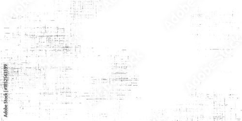 Abstract pattern of scattered black dots and lines on white background texture