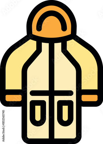 Warm winter jacket offering protection from cold weather, featuring a hood and pockets