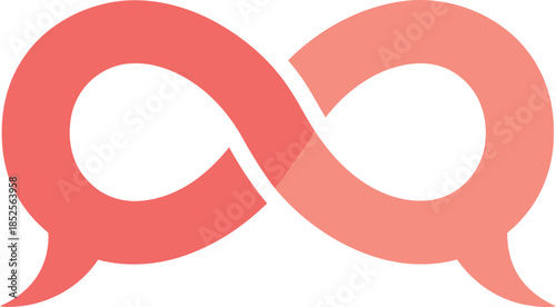 Two overlapping peach colored speech bubbles in conversation