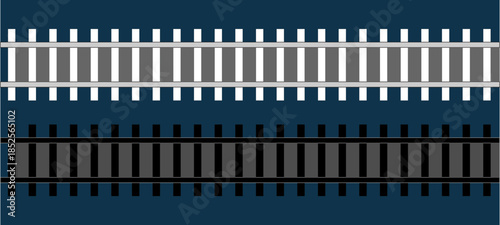 Train Track Straight Railway Line.Railway Silhouette Icon . Railway train track vector route. 