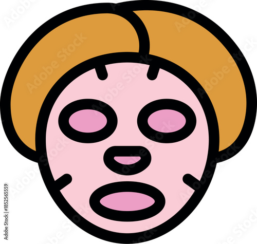 Pink sheet mask moisturizing face and reducing wrinkles, promoting glowing skin