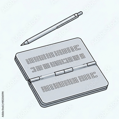 Braille writing slate and stylus tactile writing tool for visually impaired individuals educational concept for accessibility and learning