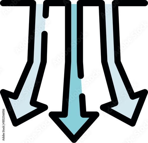 Converging arrows symbolize the merging of information or data streams into a central point