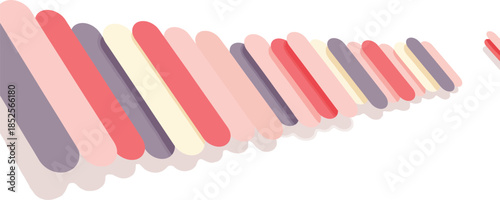 Colorful abstract nail polish swatches arranged in a diagonal line on a white background