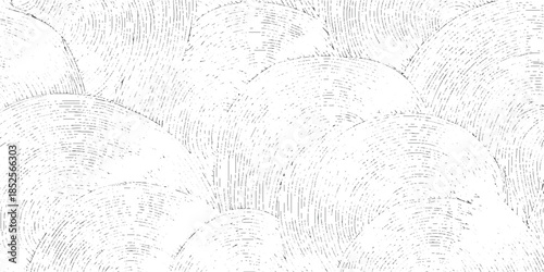 Black and white abstract curved lines pattern forming rounded shapes background