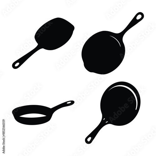 Essential kitchen cooking tools: frying pan and spatula set
