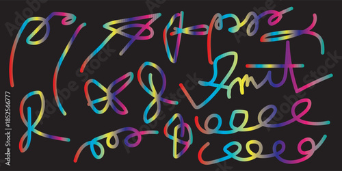 Gradient Color Lines Collection in Black Background vector file