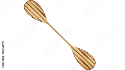 Wooden double sided paddle isolated on a transparent background striped brown