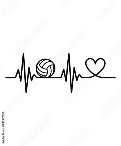 Volleyball Is the Beat of Life A Volleyball illustration T-shirt Design
