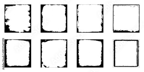 Grunge photo frames. Square grunge frame with distressed ink borders texture