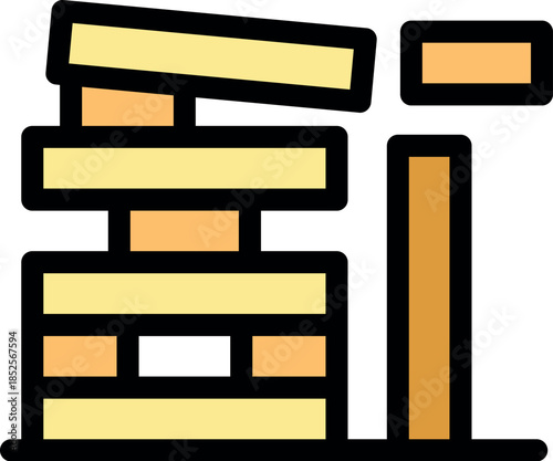 Colorful wooden blocks stacked in a precarious formation