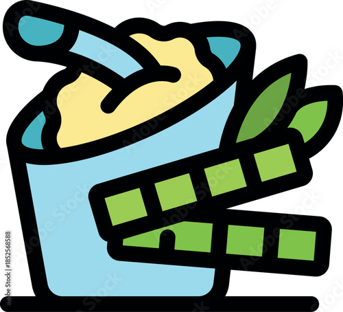 Vibrant illustration featuring sugarcane and a bowl of ice cream