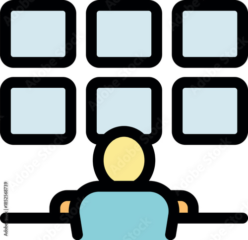 Individual overseeing numerous screens in a control center