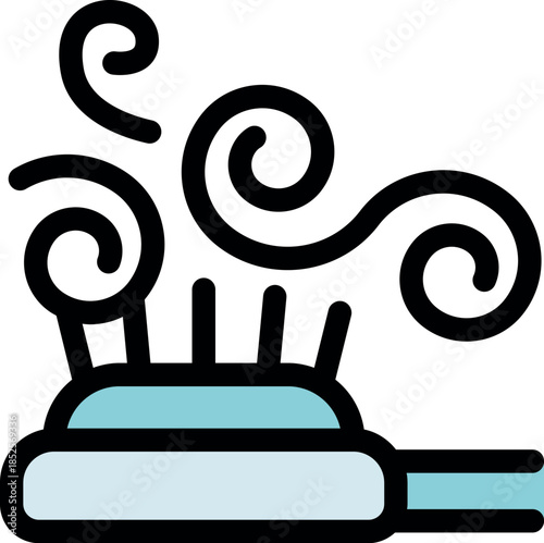 Stylized illustration of a steaming cleaning brush