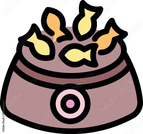 Automatic pet feeder dispensing kibble or wet food, providing convenient and controlled meals for furry friends