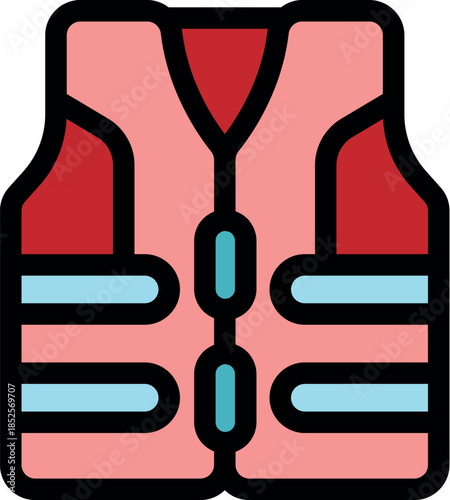 Close up of a pink life vest, essential safety equipment for water sports and boating, ensuring buoyancy and protection