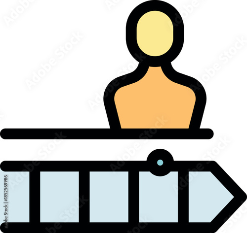 Progress bar icon with a person selecting it, indicating completion level or progress tracking