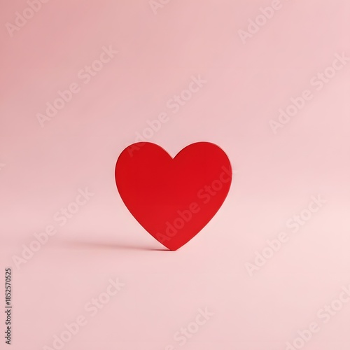 Red heart on pink background with shadow