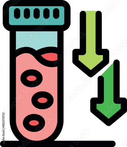 Laboratory blood test showing low red blood cell count, indicating potential anemia or other medical condition requiring further investigation