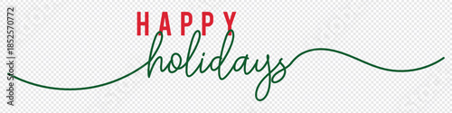 Happy Holidays handwritten calligraphy for Web, Social Media, E-mail banner template, Header, E-mail signature, printable, isolated on transparent background