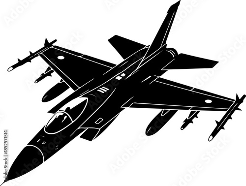 modern fighter jet flying silhouette vector illustration