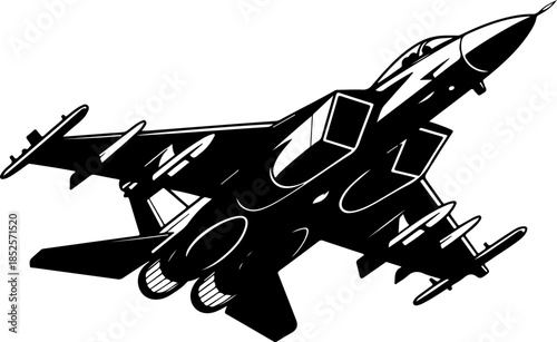 modern fighter jet flying silhouette vector illustration