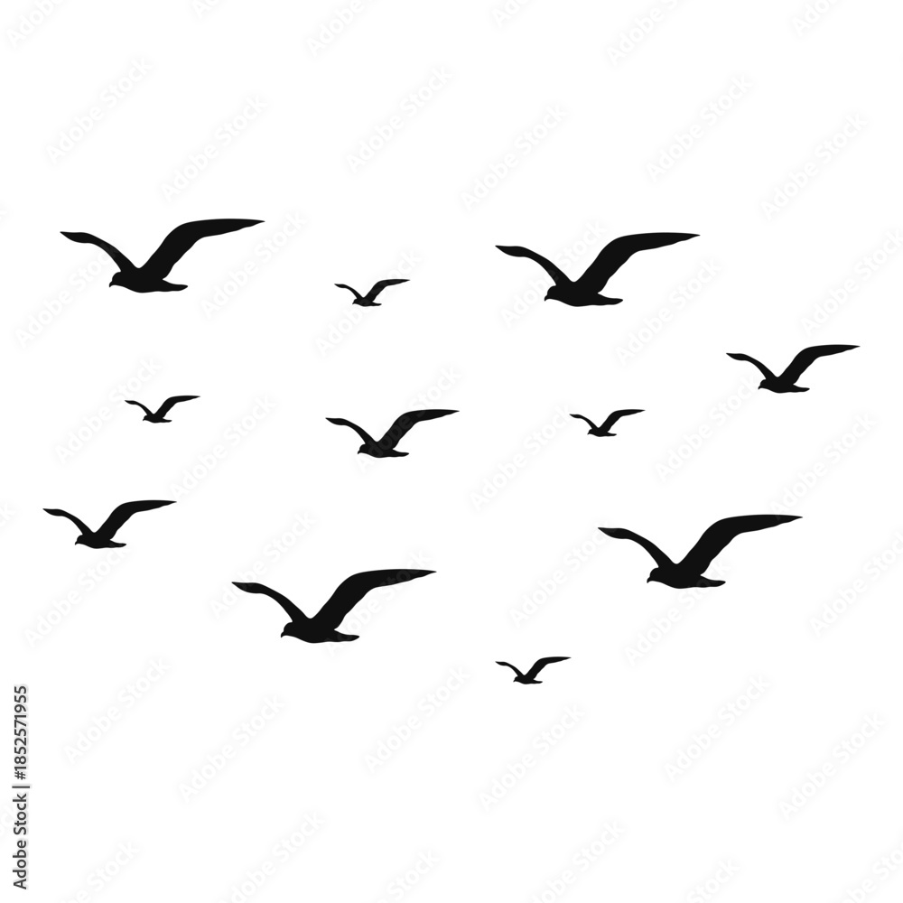Obraz premium Flying Bird Silhouette on White Background. Vector Illustration.