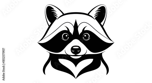 Stylized raccoon head vector illustration black and white design